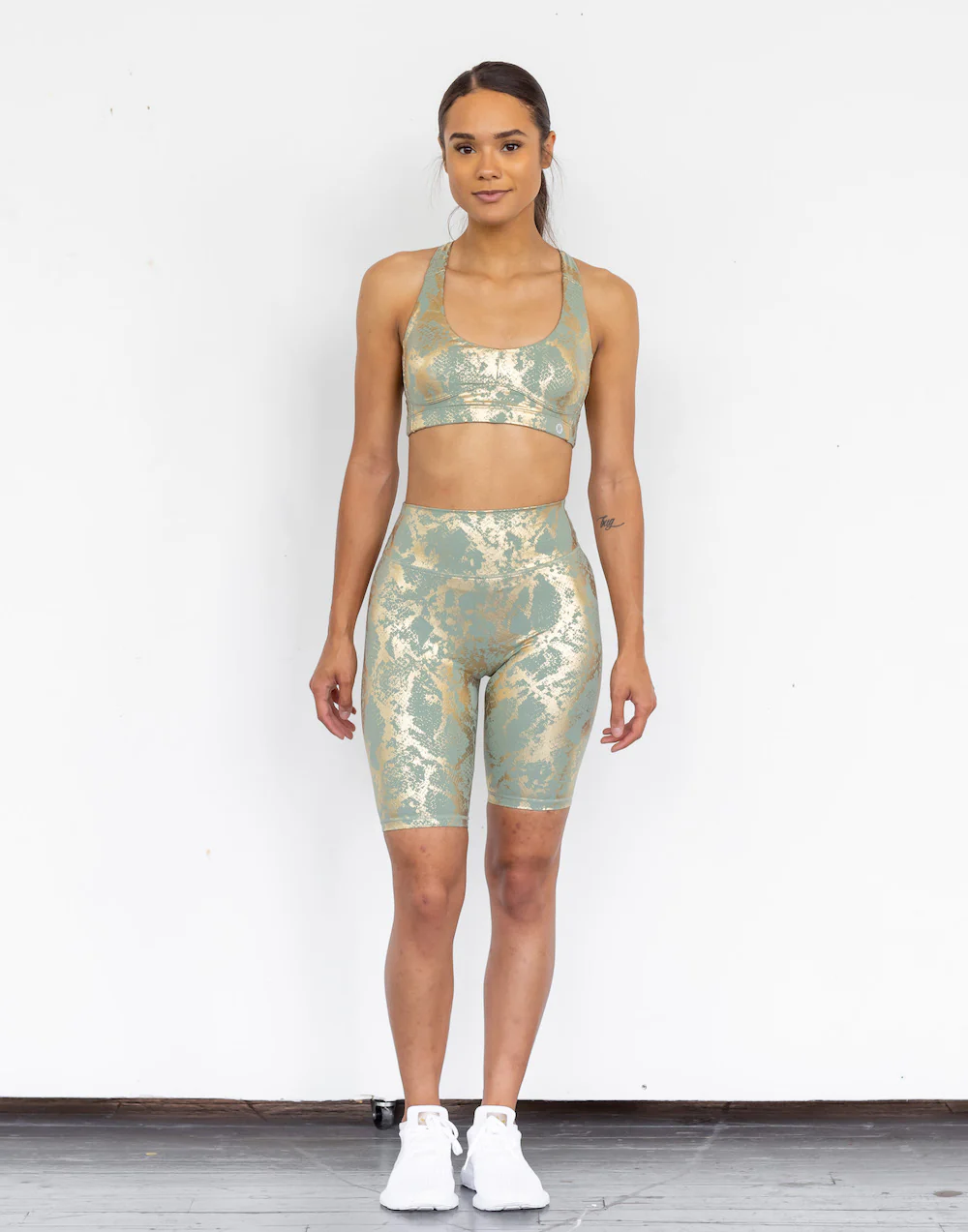 Astoria LUXE METALLIC Series Sports Bra - Taupe Green - Image 3